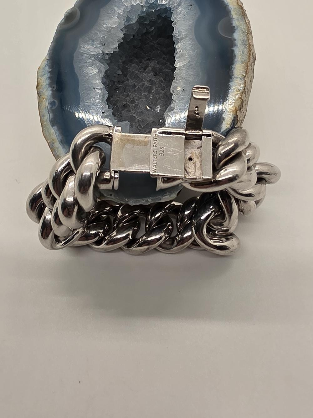 Heavy Curb Link Bracelet in Sterling Silver 925. - Picture 6 of 8